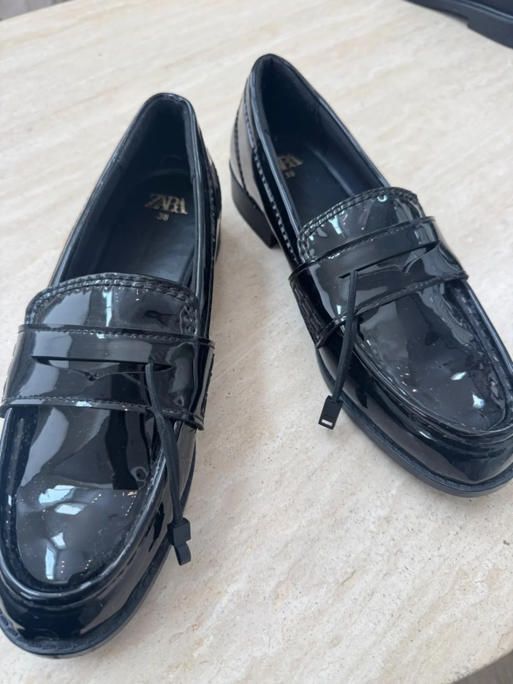 Zara Black Patent Leather Penny Loafers - Picture 6 of 6